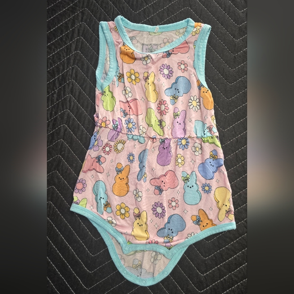 Posh Peanut Pastel Bunny and Flower Baby Romper